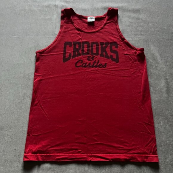 Crooks & Castles Sleeveless Graphic Tank Top Shirt Men Size Medium Red Logo - Picture 1 of 7